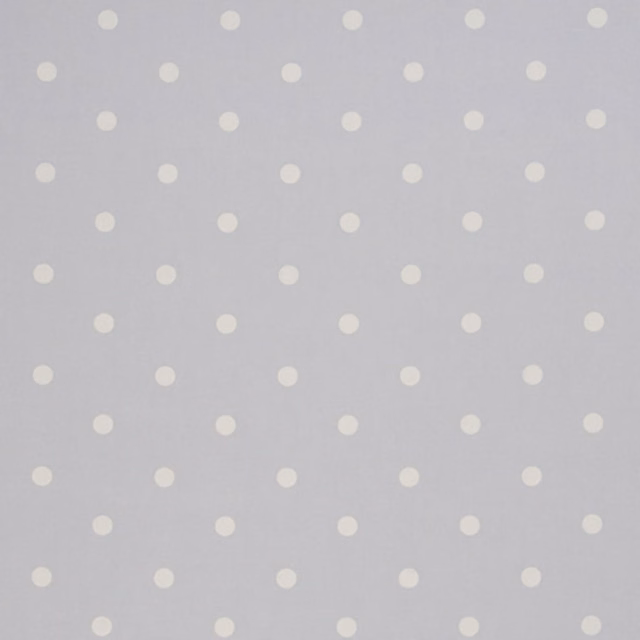 Pale cool grey woven fabric with evenly spaced soft-white dots in offset rows