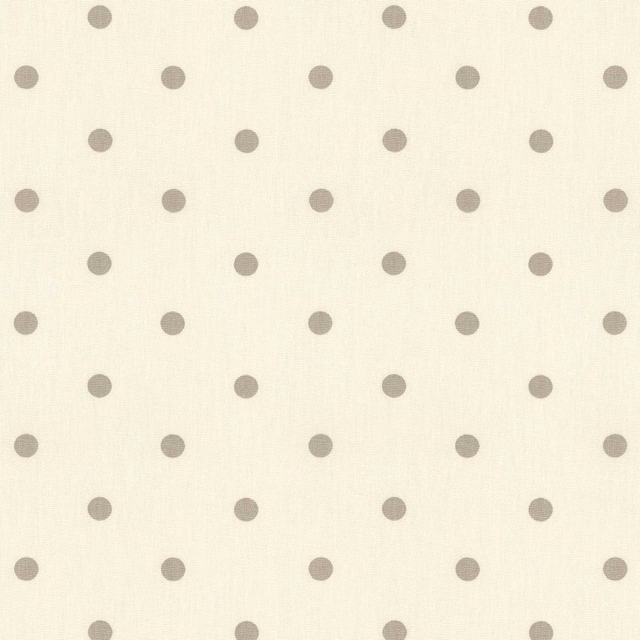 Warm ivory woven fabric with evenly spaced muted taupe-grey dots and subtle vertical texture