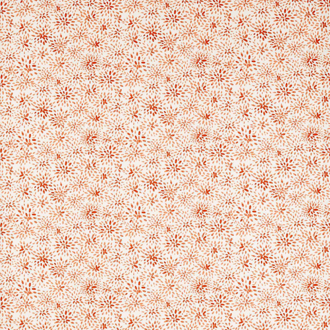 Cream fabric with dense tiny rust botanical sprays and terracotta floral accents