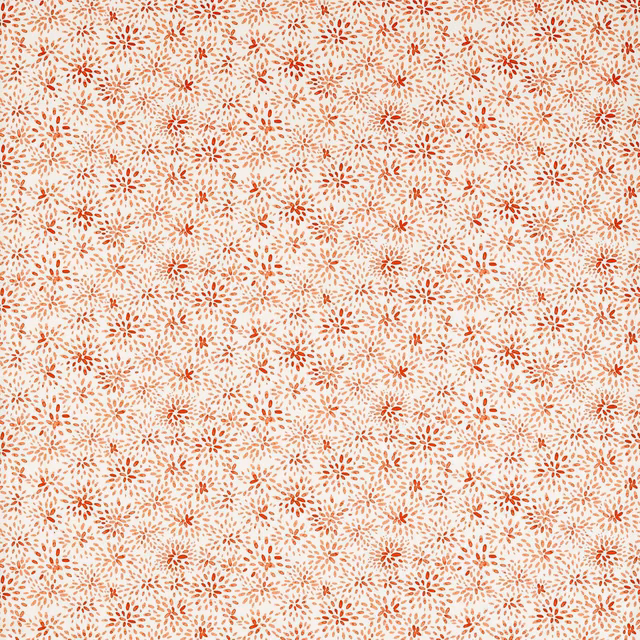 Cream fabric with dense tiny rust botanical sprays and terracotta floral accents
