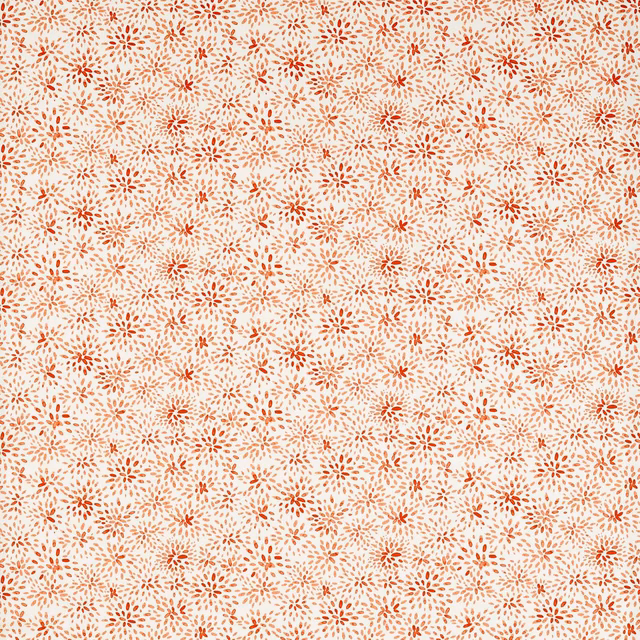 Cream fabric with scattered small rust floral starbursts and fine spice-toned flecks