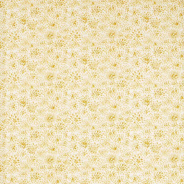 Ivory fabric covered in dense tiny sunshine-yellow botanical sprigs
