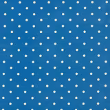 Cobalt blue woven fabric with evenly spaced small cream polka dots