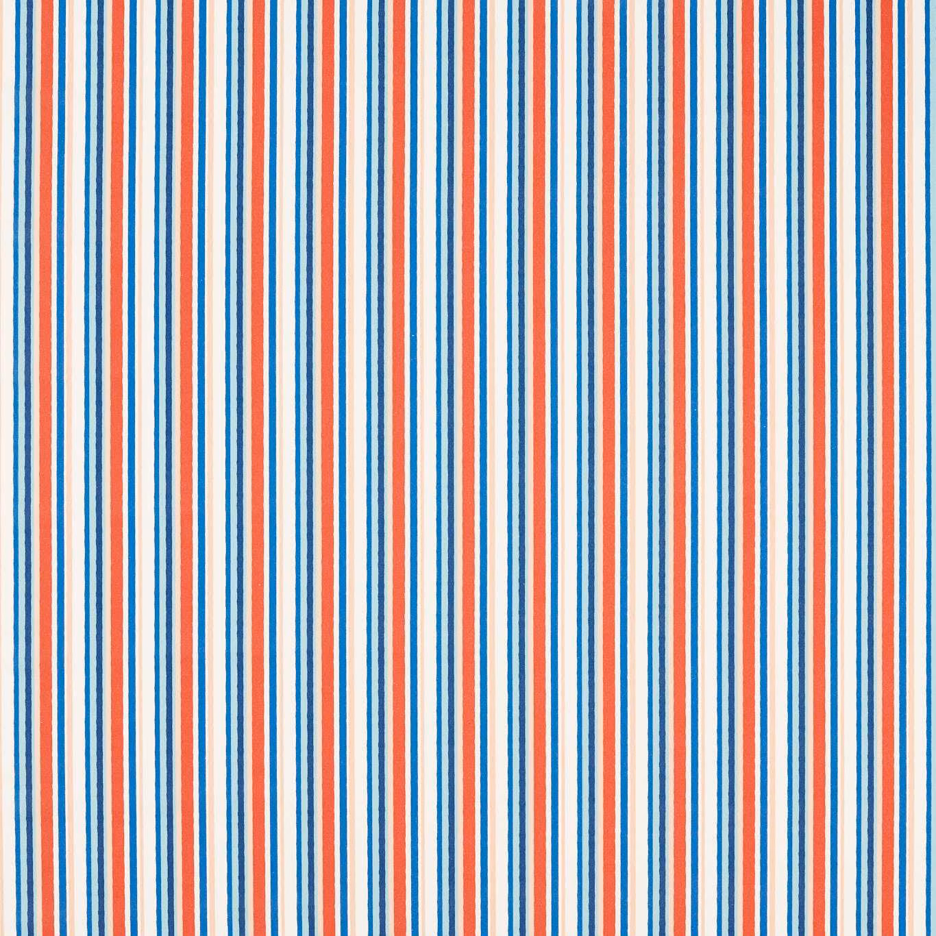 Navy, spice-orange and cream vertical striped woven fabric with a fine texture
