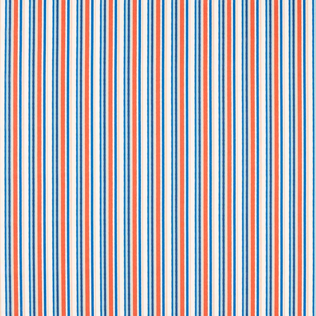 Navy, spice-orange and cream vertical striped woven fabric with a fine texture