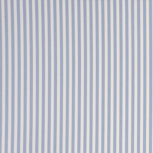Pale blue and ivory narrow vertical stripes on a softly textured chambray weave