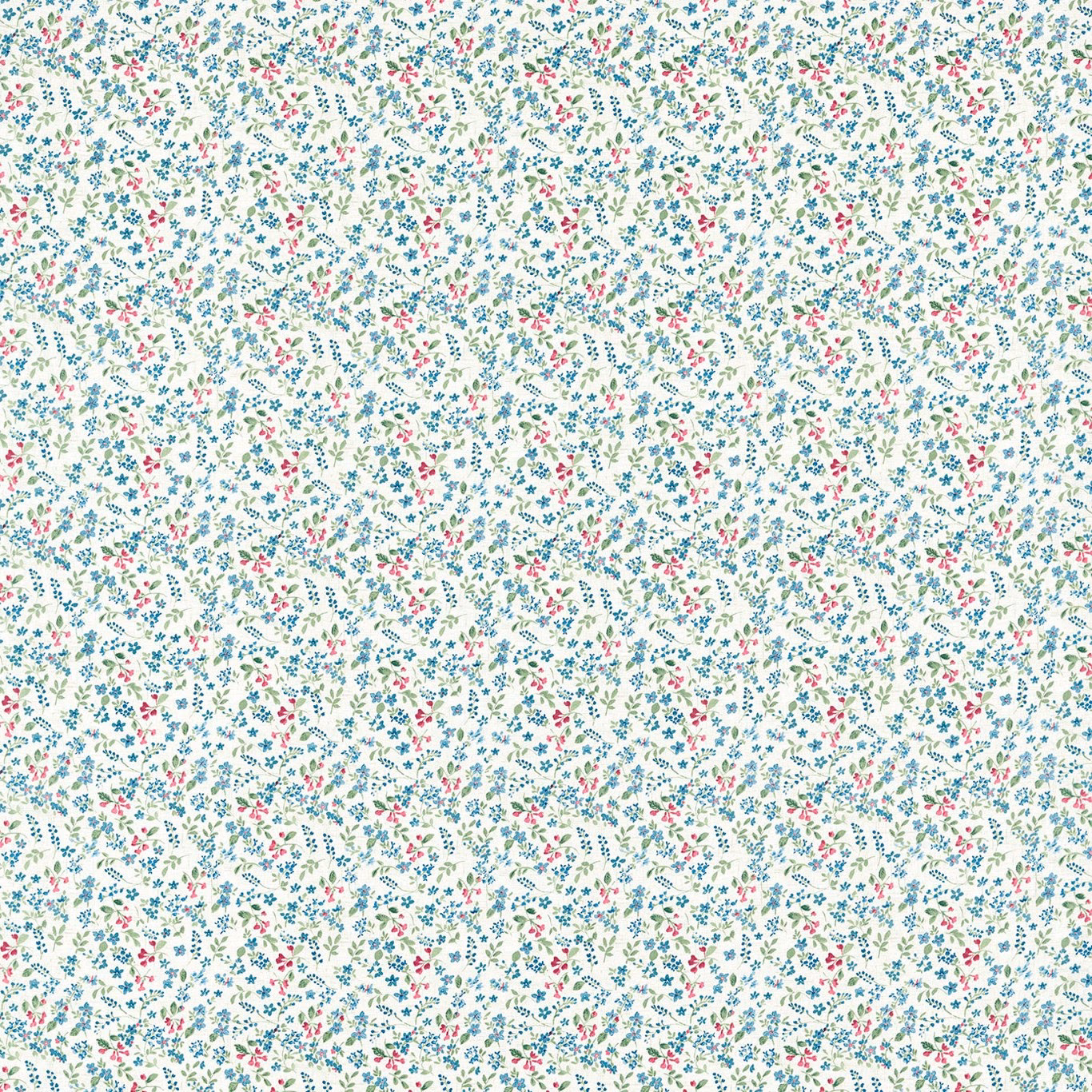 Pale mineral fabric with tiny teal, green and rouge scattered floral sprigs