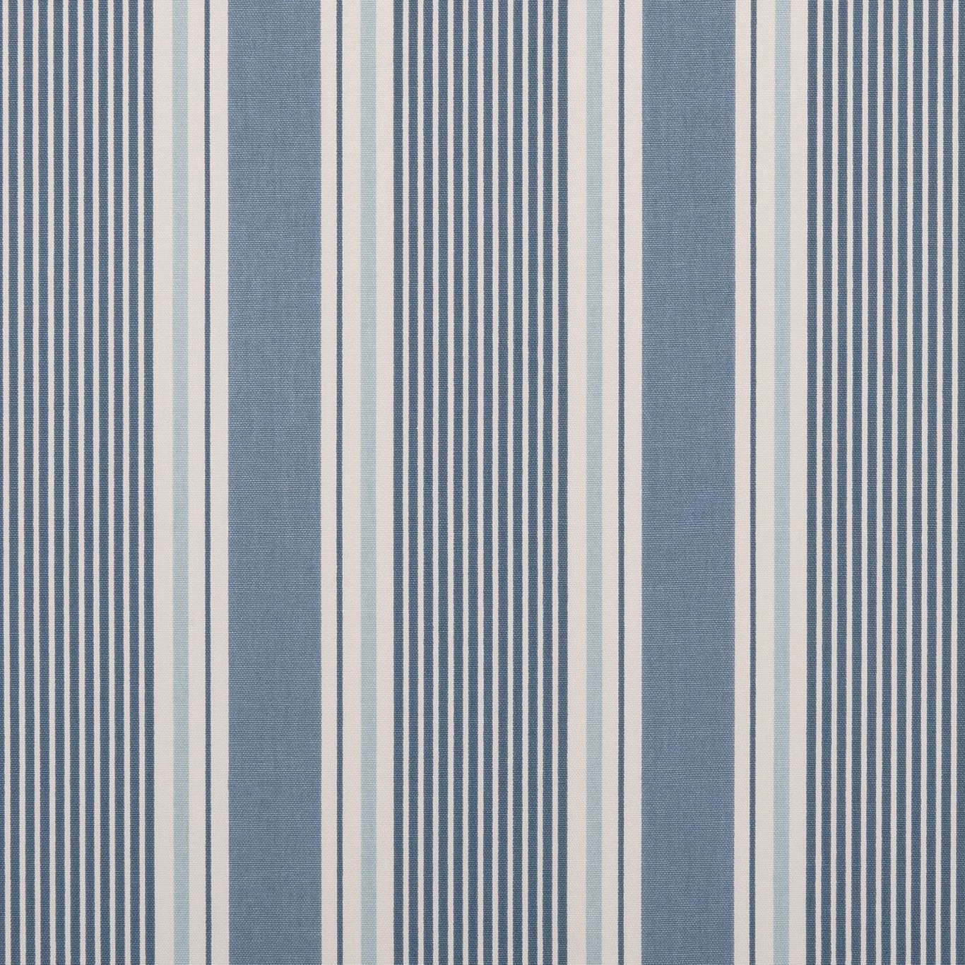 Blue-grey and cream vertical stripes with fine charcoal lines and tactile woven texture