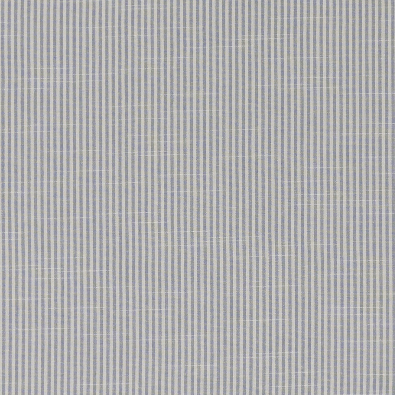Close-up of cool mineral blue-grey and ivory fine vertical striped woven fabric