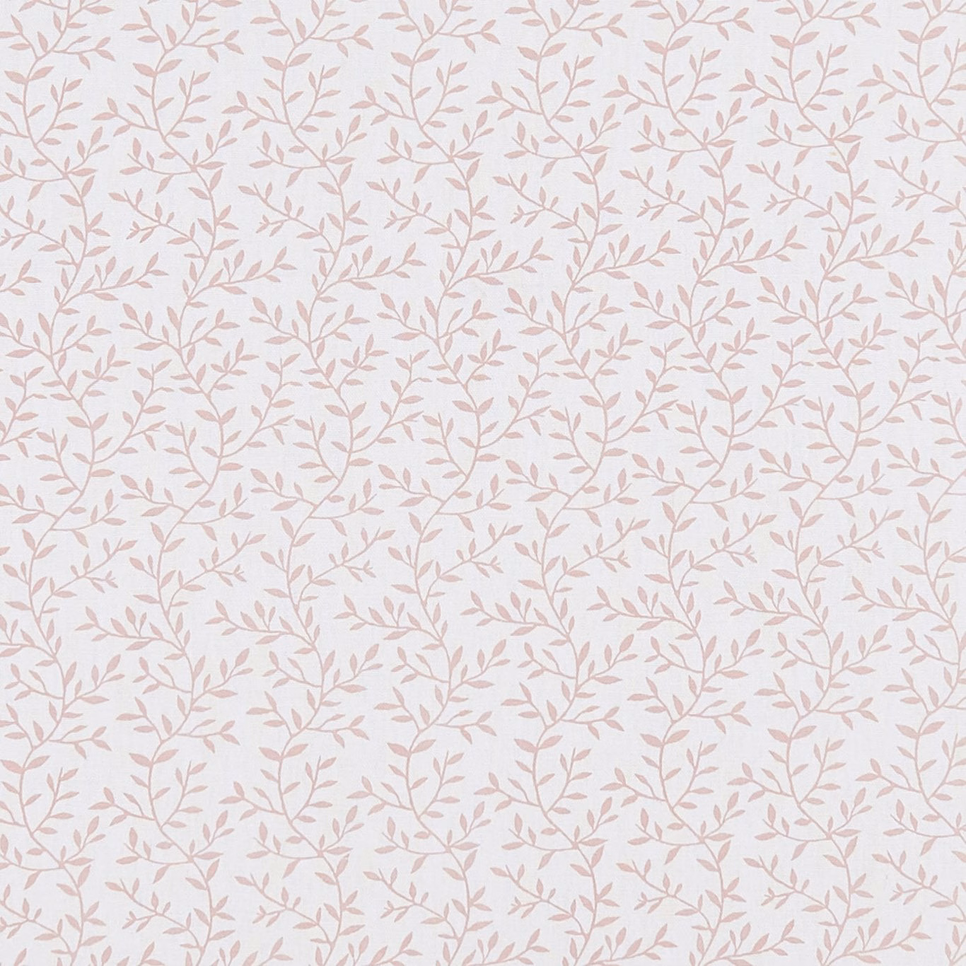 Pale blush leafy sprigs repeating across a warm ivory fabric ground