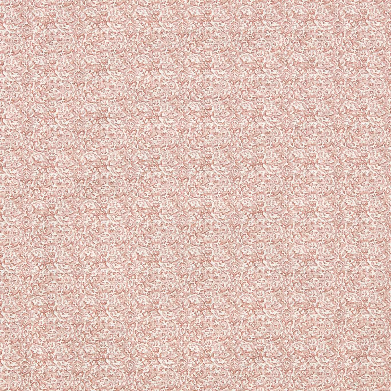 Dusty blush and ivory textile with dense tiny scrolling motifs and fine woven texture