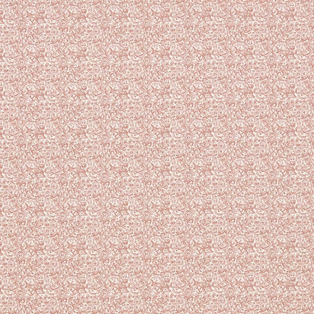 Dusty blush and ivory textile with dense tiny scrolling motifs and fine woven texture