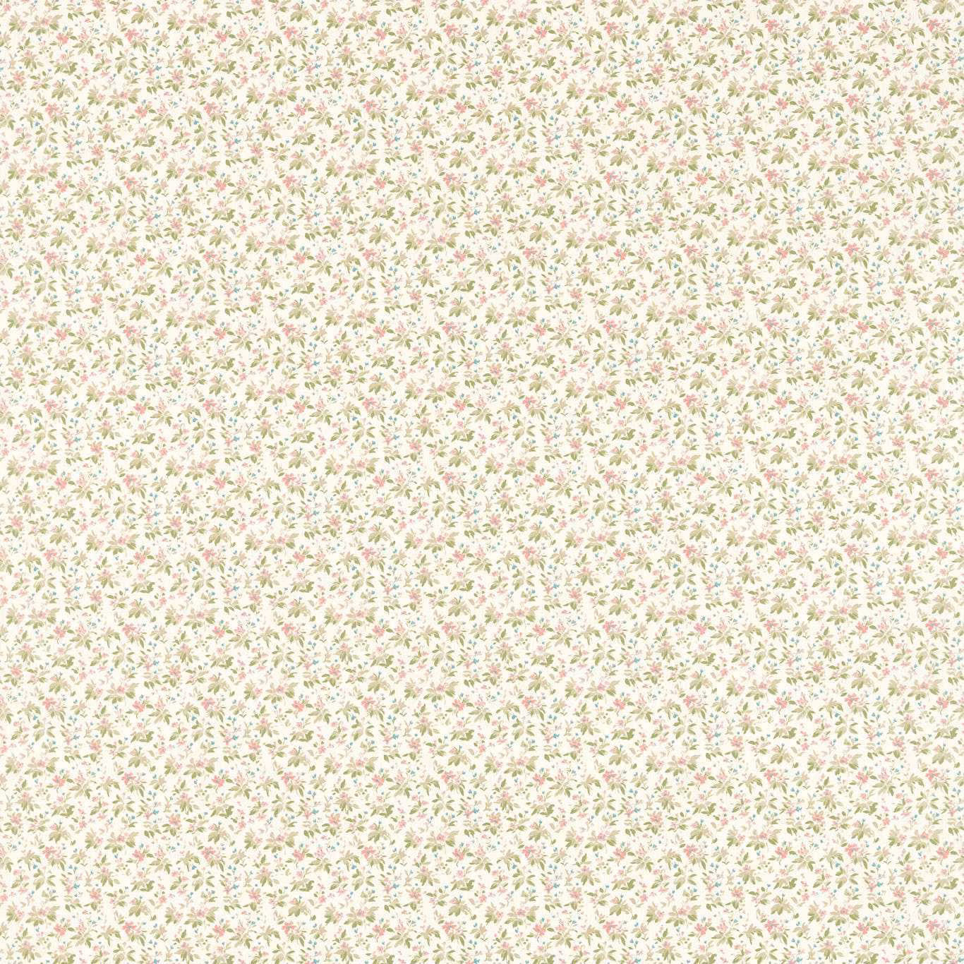 Cream linen-look ground with tiny blush pink and sage floral sprigs