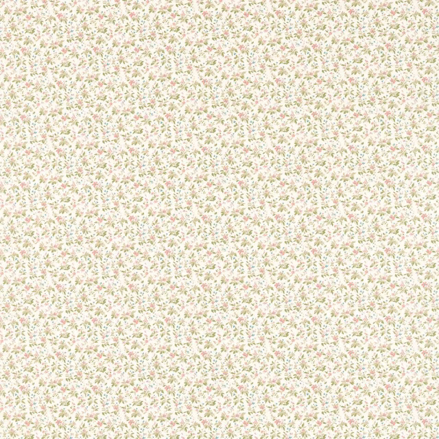 Cream linen-look ground with tiny blush pink and sage floral sprigs