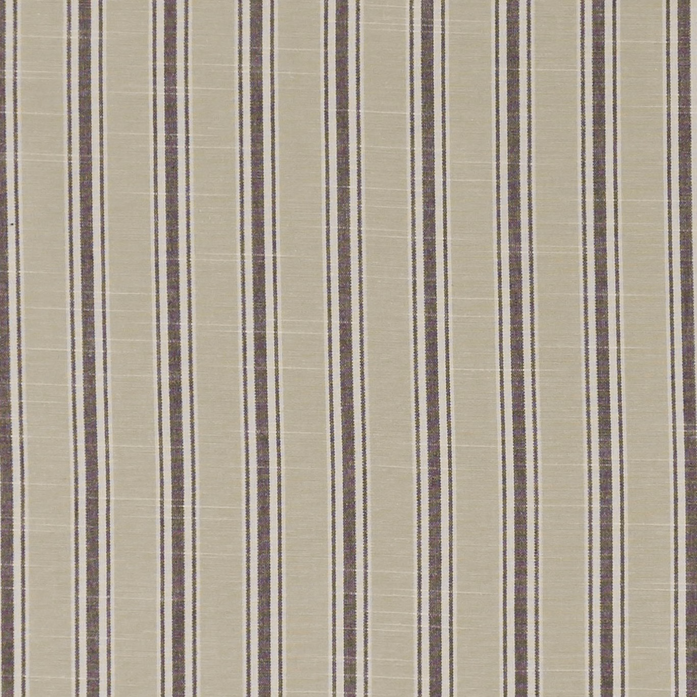 Charcoal and ivory woven fabric with fine vertical stripes and subtle horizontal texture