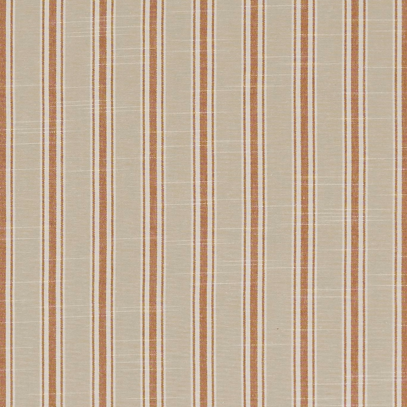 Warm spice and cream vertical stripe fabric with fine woven texture