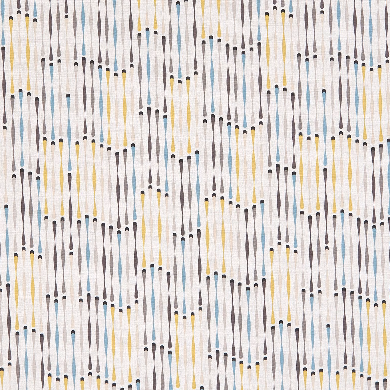 Charcoal and chartreuse elongated vertical motifs on a pale woven ground
