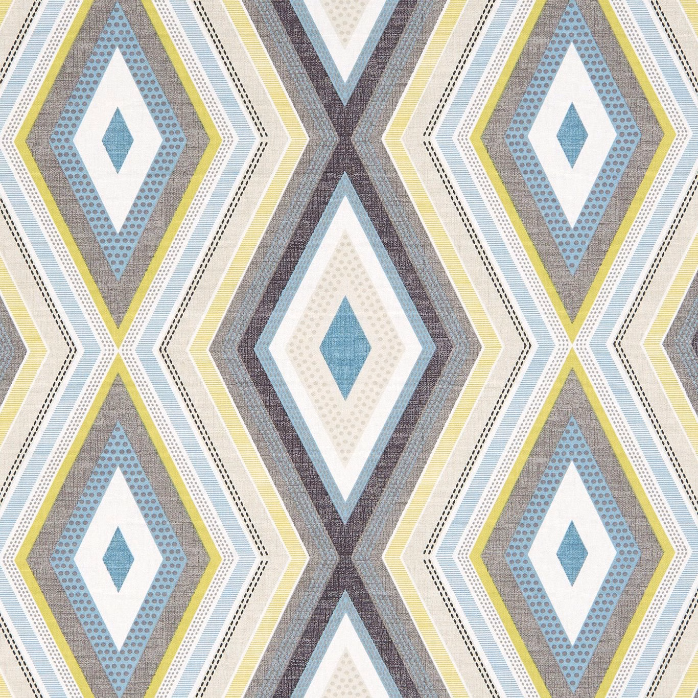 Charcoal, chartreuse and powder-blue geometric diamonds on a softly textured woven fabric
