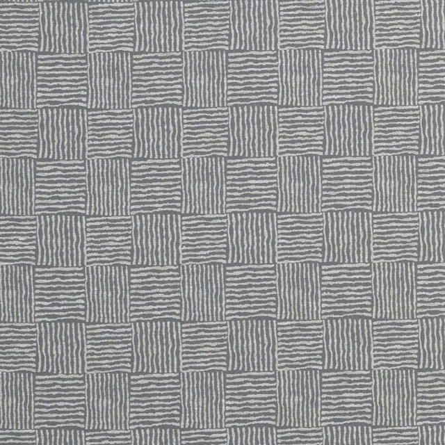 Cool pewter-grey textile with chalk lines forming alternating horizontal and vertical blocks