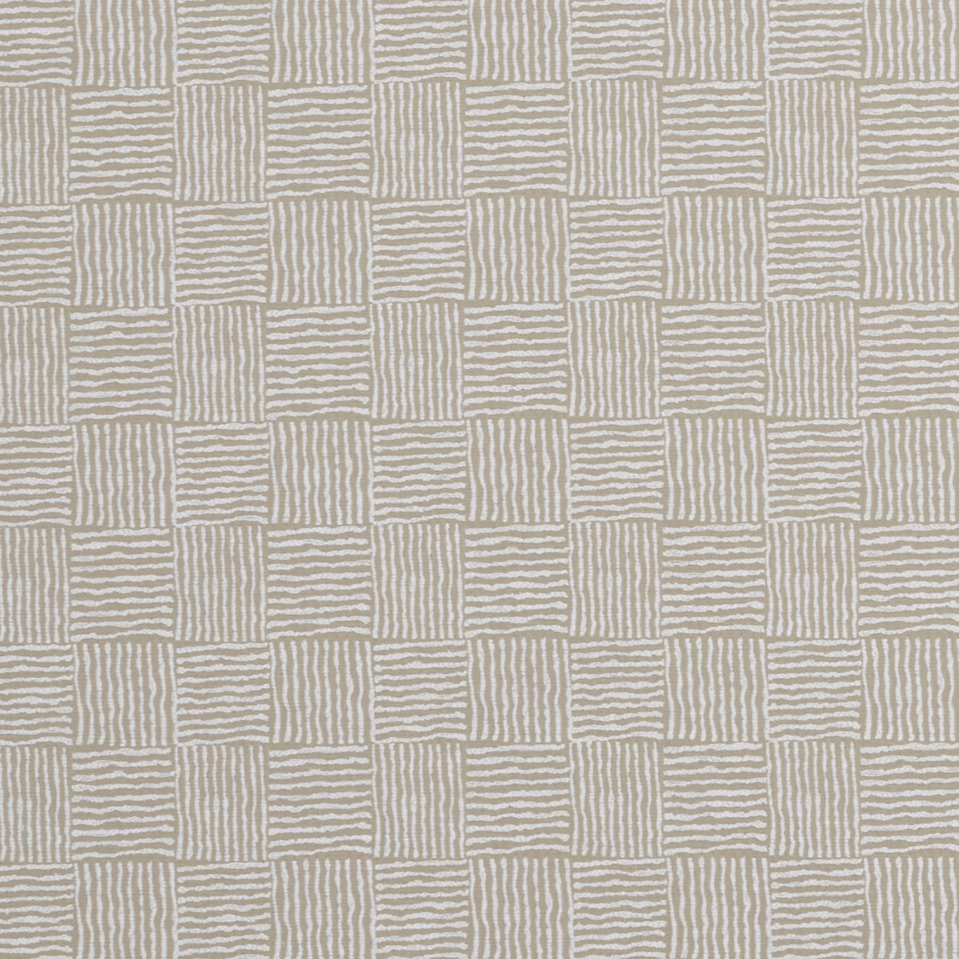 Muted taupe fabric with chalk-white horizontal and vertical stripe blocks