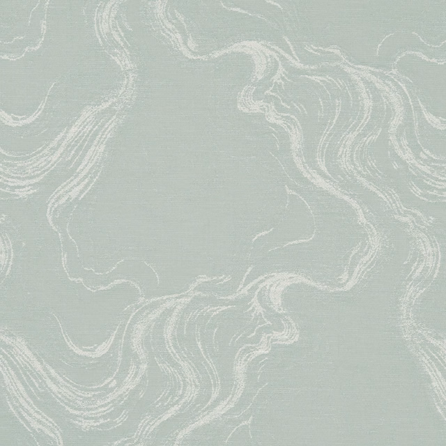 Pale mineral sage fabric with ivory marbled swirls and a fine woven texture