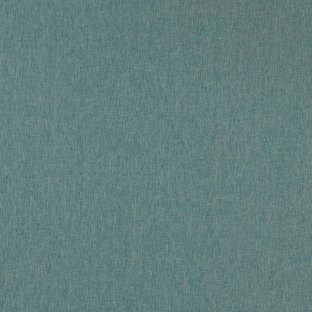 Close-up of muted surf-teal fabric with fine vertical woven texture