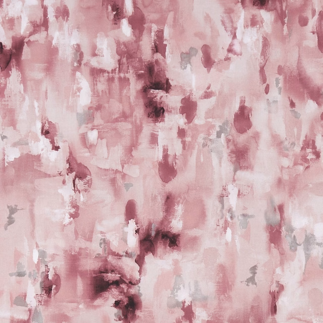 Dusty blush pink abstract textile with burgundy brushstrokes, white marks and grey flecks