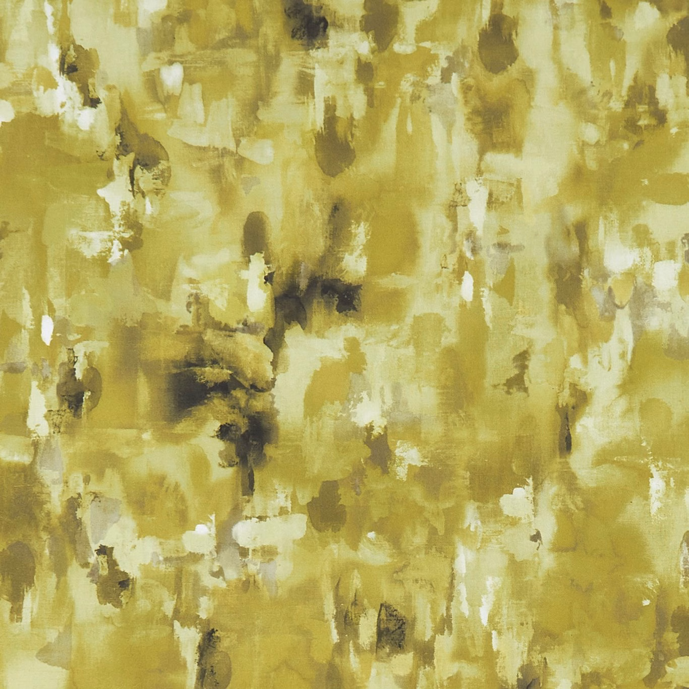 Citrus olive abstract brushstroke textile with cream flashes and charcoal marks