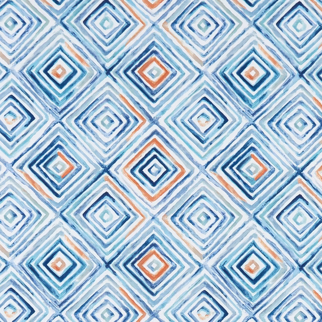 Washed denim and rust diamond pattern with layered, painterly lines