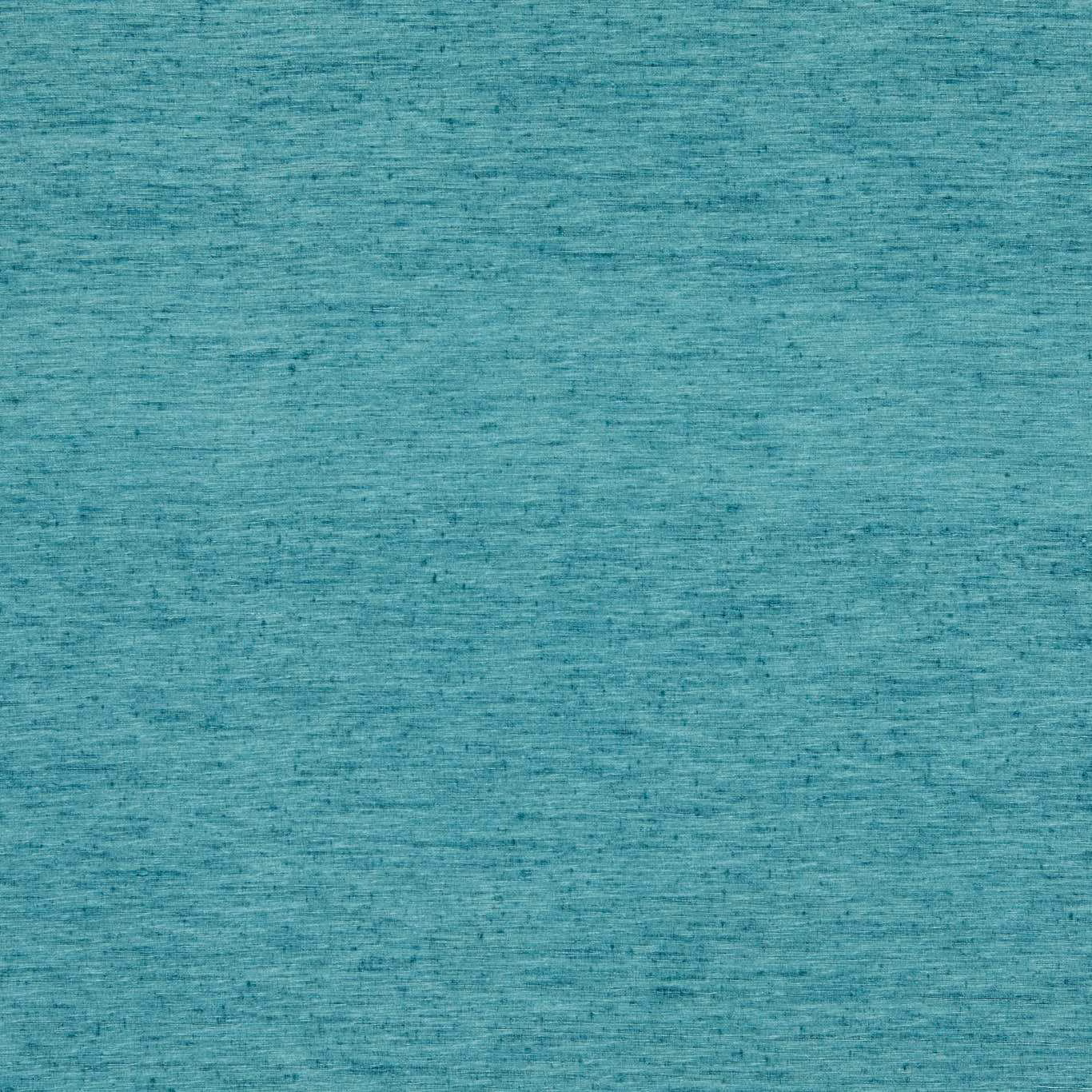 Close-up of ocean teal woven fabric with fine horizontal slub texture