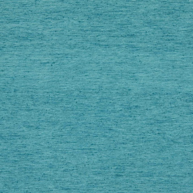 Close-up of ocean teal woven fabric with fine horizontal slub texture
