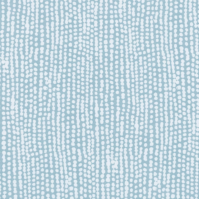 Mineral-blue woven fabric with white vertical pebble-like dots and a softly mottled surface
