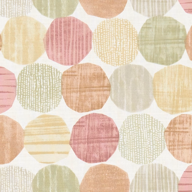 Muted sage, blush, ochre and terracotta circles on a softly textured ivory ground