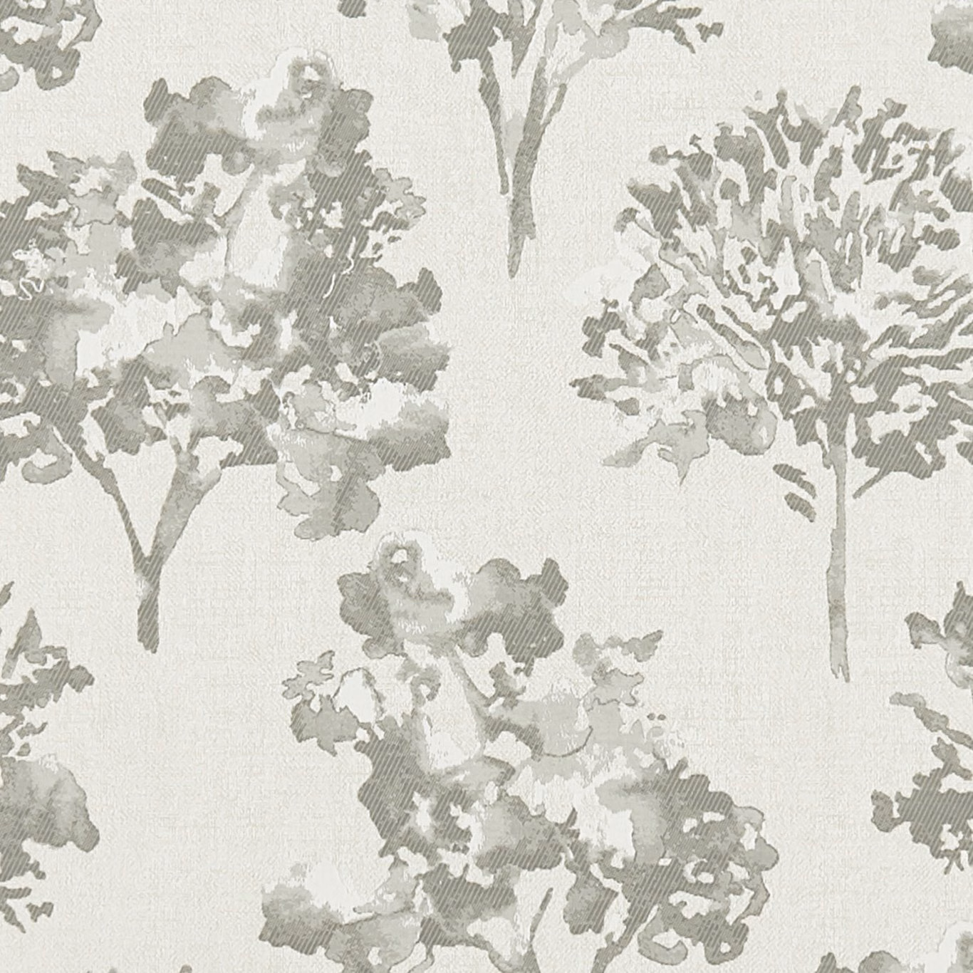 Pebble-grey tree silhouettes layered across a finely woven ivory textile ground