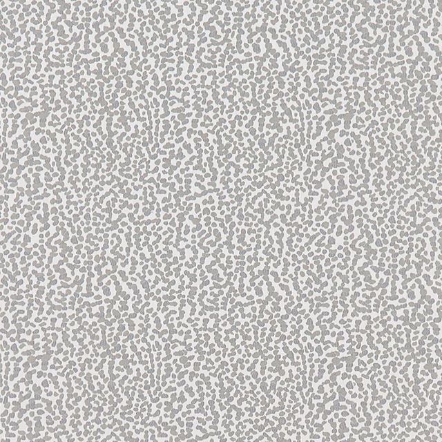 Pale silver fabric with dense, irregular cool grey flecks in a fine mottled pattern