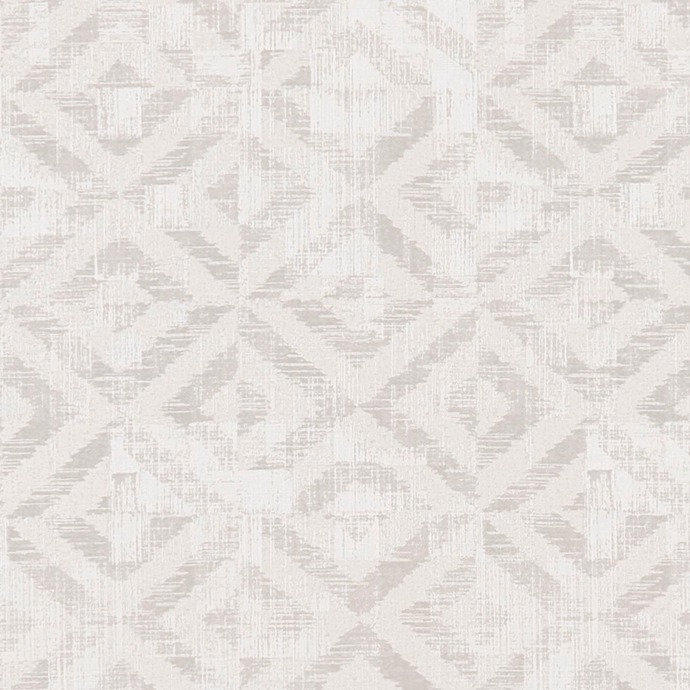 Ivory textile with pale grey distressed geometric diamonds and striated woven texture