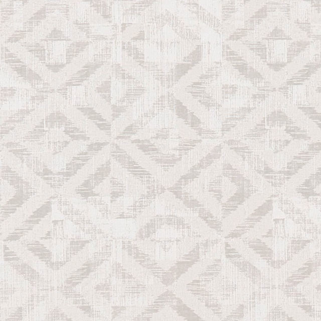 Ivory textile with pale grey distressed geometric diamonds and striated woven texture