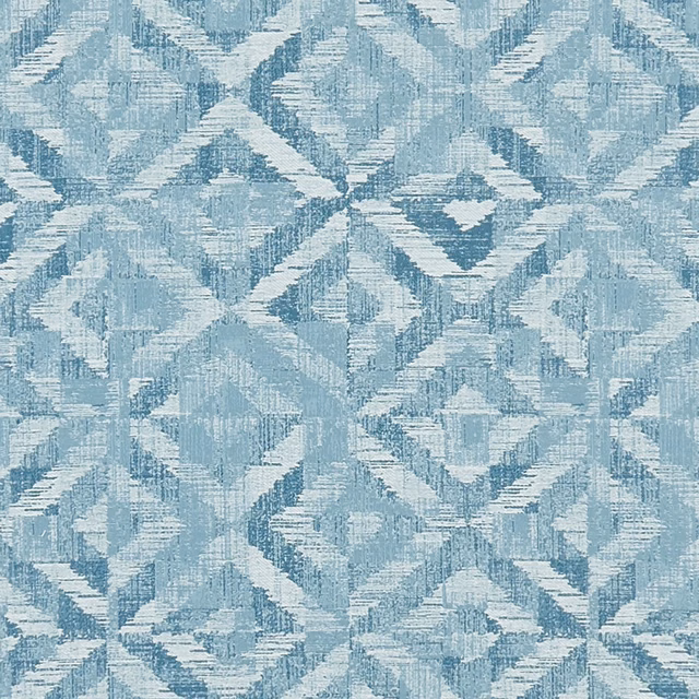 Cool washed teal fabric with pale geometric diamonds and distressed crosshatch texture