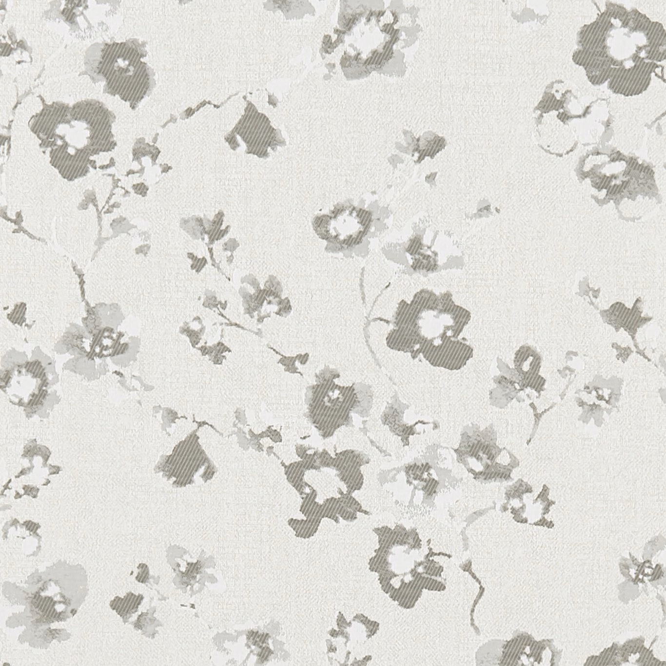 Pale pebble ground with scattered taupe-grey floral sprigs and woven texture