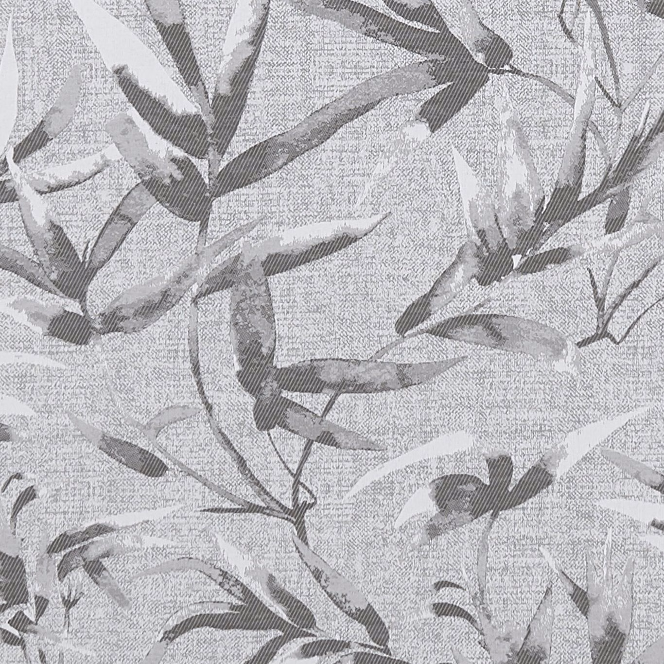 Cool charcoal-grey woven ground with pale leaves and branching botanical stems