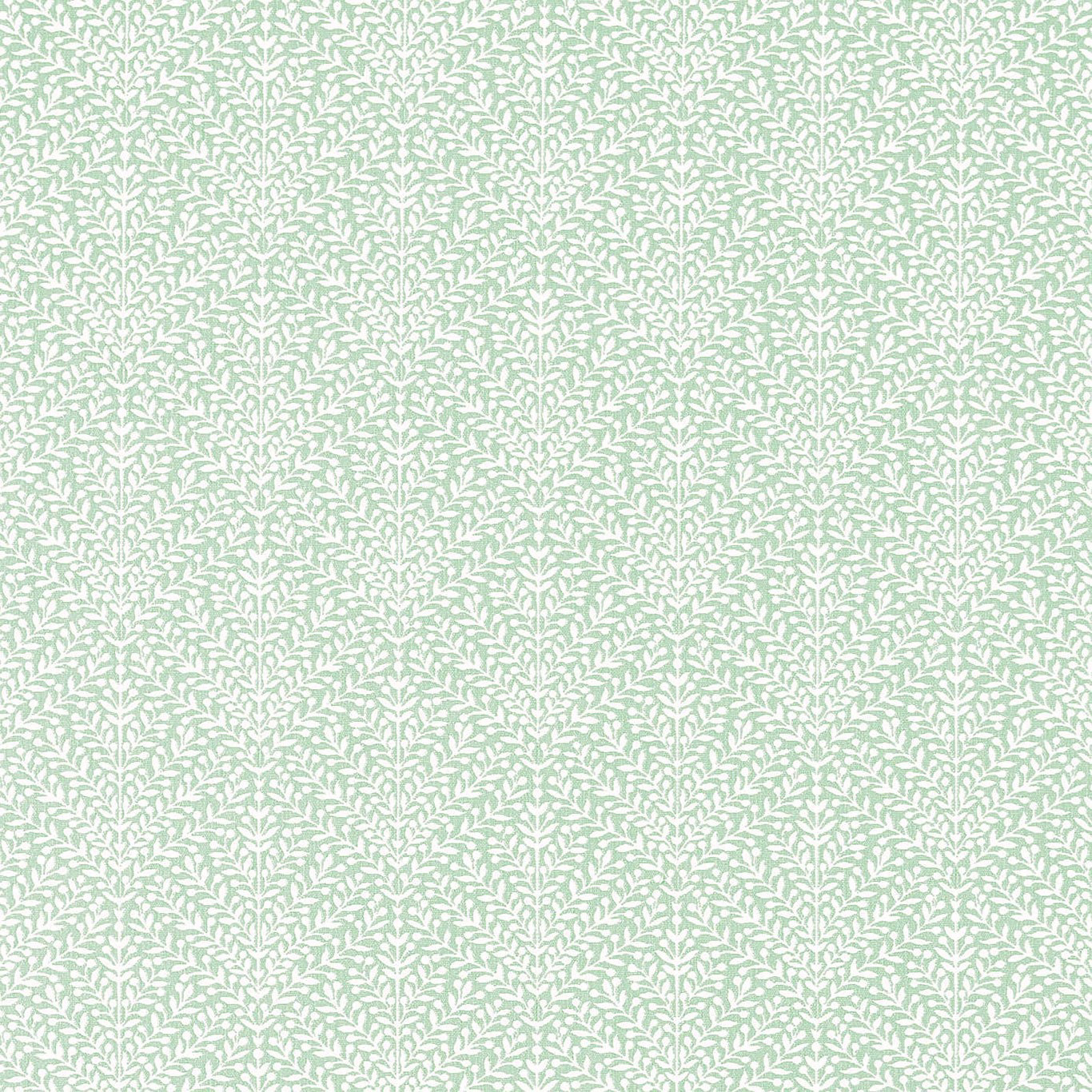 Pale mint green leaf chevron weave on a white ground