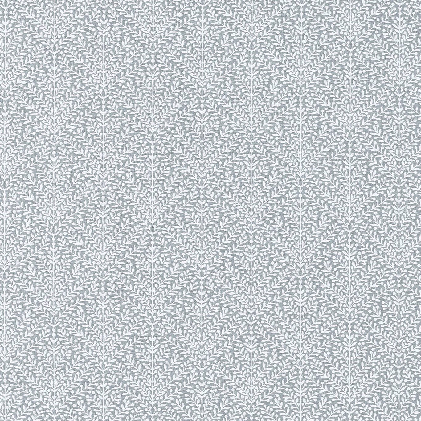Grey leaf trellis fabric swatch with a pale slate woven pattern