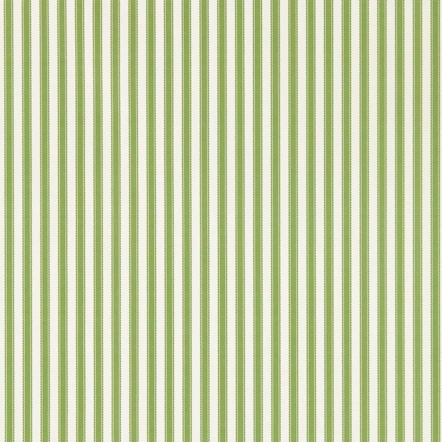 Sap green and ivory vertical stripe wallpaper with fine dotted line detail