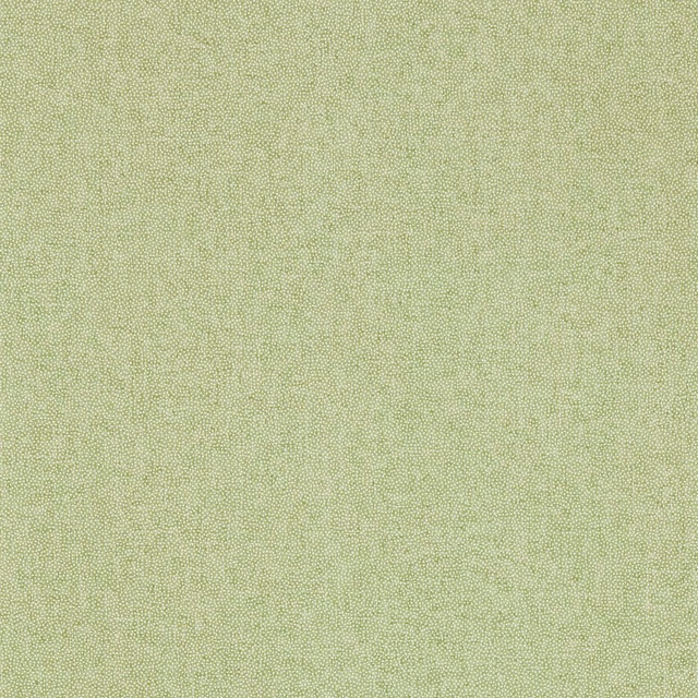 Close-up of pale moss green wallpaper with fine stippled texture and no visible repeat