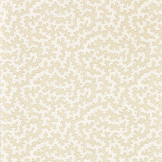 Pale flax-cream wallpaper with fine truffle-beige looping organic outlines