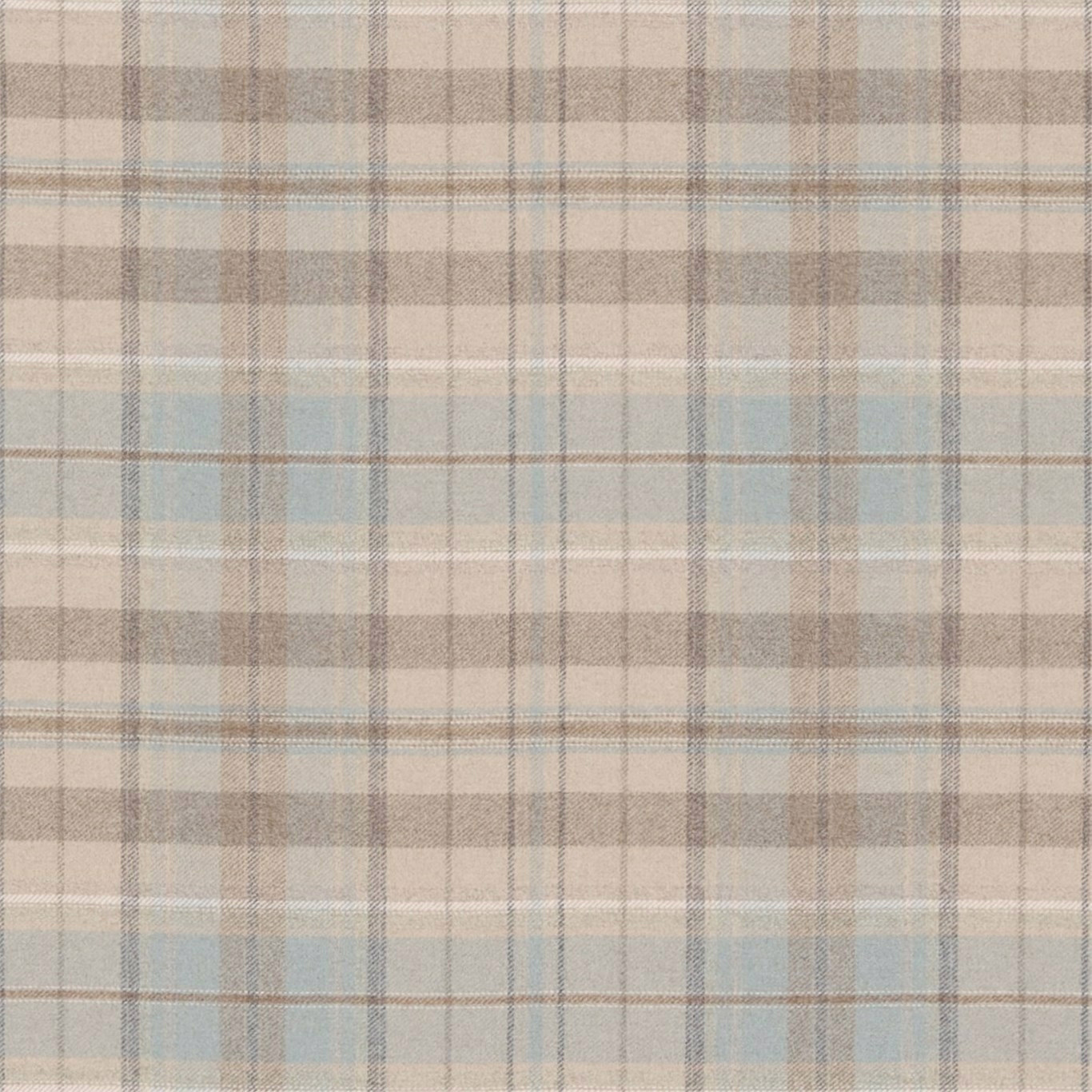 Pale eggshell and cream checked wool swatch with soft beige and blue-grey lines