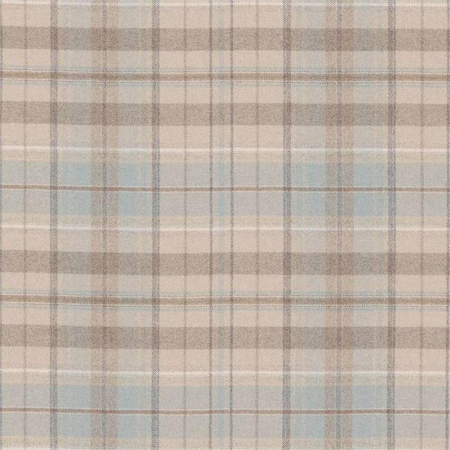 Pale eggshell and cream checked wool swatch with soft beige and blue-grey lines