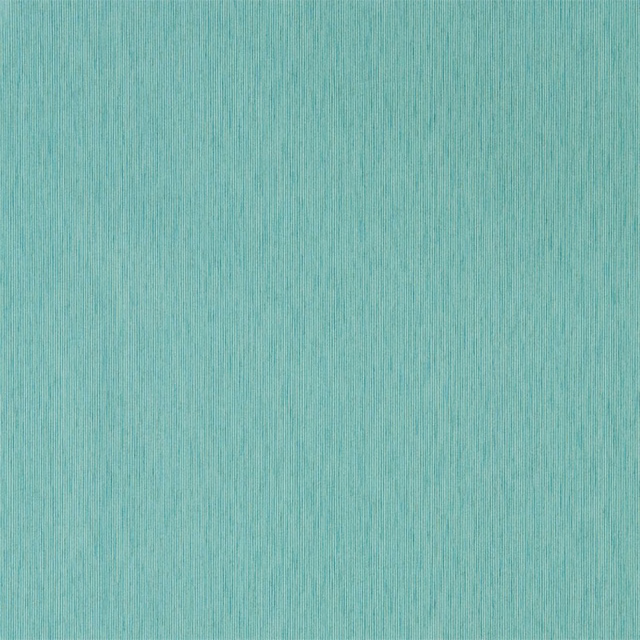 Close-up of pale teal wallpaper with fine darker vertical strie lines and soft variation