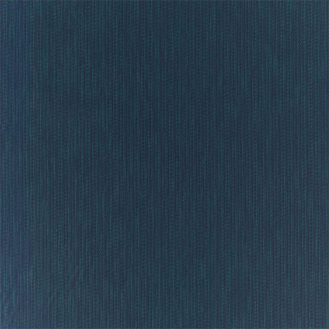 Deep teal indigo woven fabric with fine vertical ribbed texture