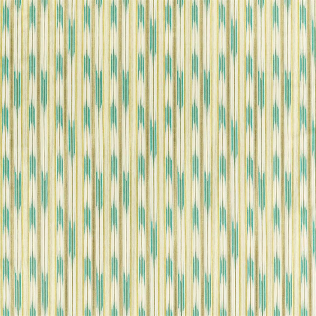 Cream and celeste woven fabric with vertical ikat-style marks